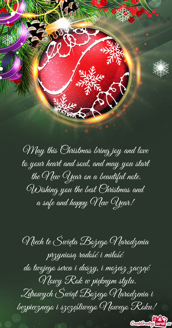 Niech te Święta Bożego Narodzenia przyniosą radość i miłość