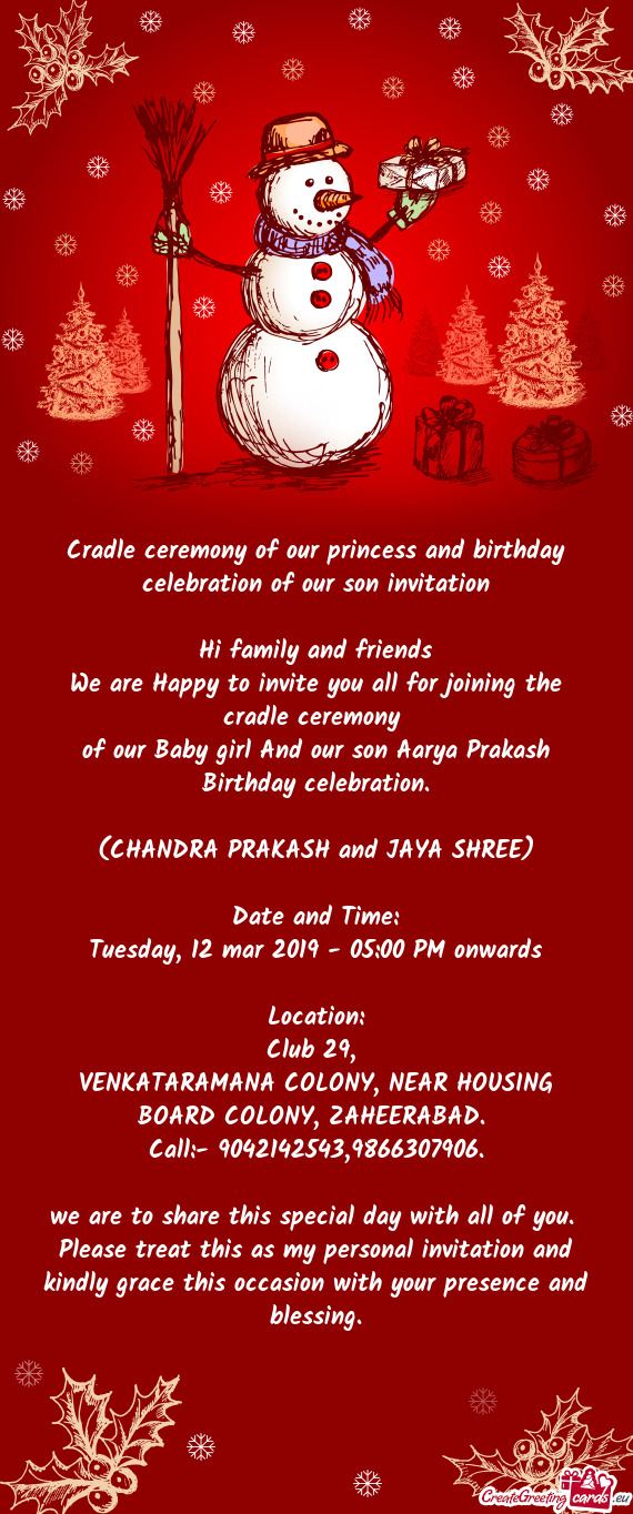 Of our Baby girl And our son Aarya Prakash Birthday celebration