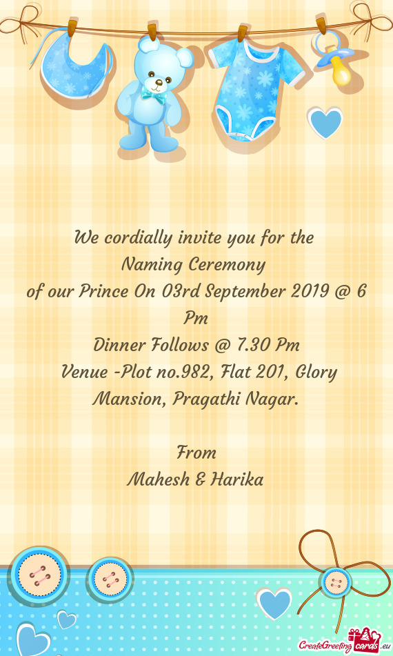 Of our Prince On 03rd September 2019 @ 6 Pm