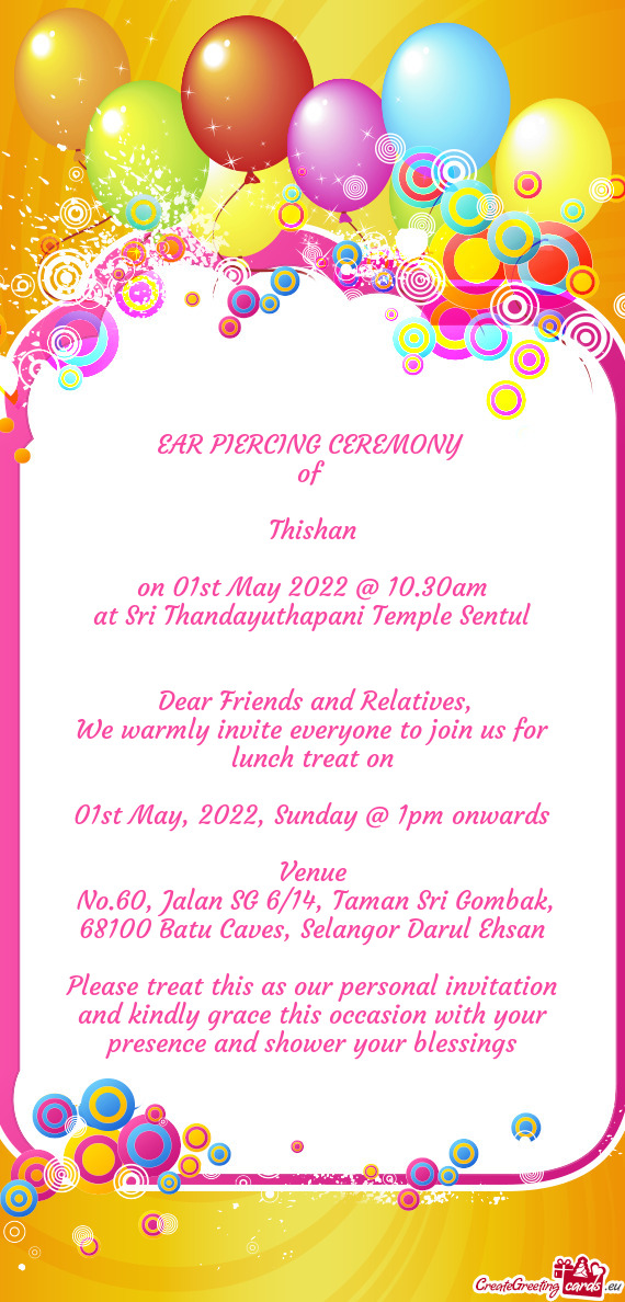 On 01st May 2022 @ 10.30am