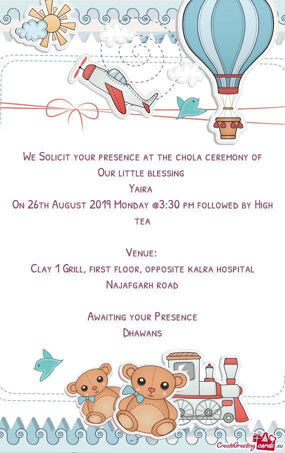 On 26th August 2019 Monday @3:30 pm followed by High tea