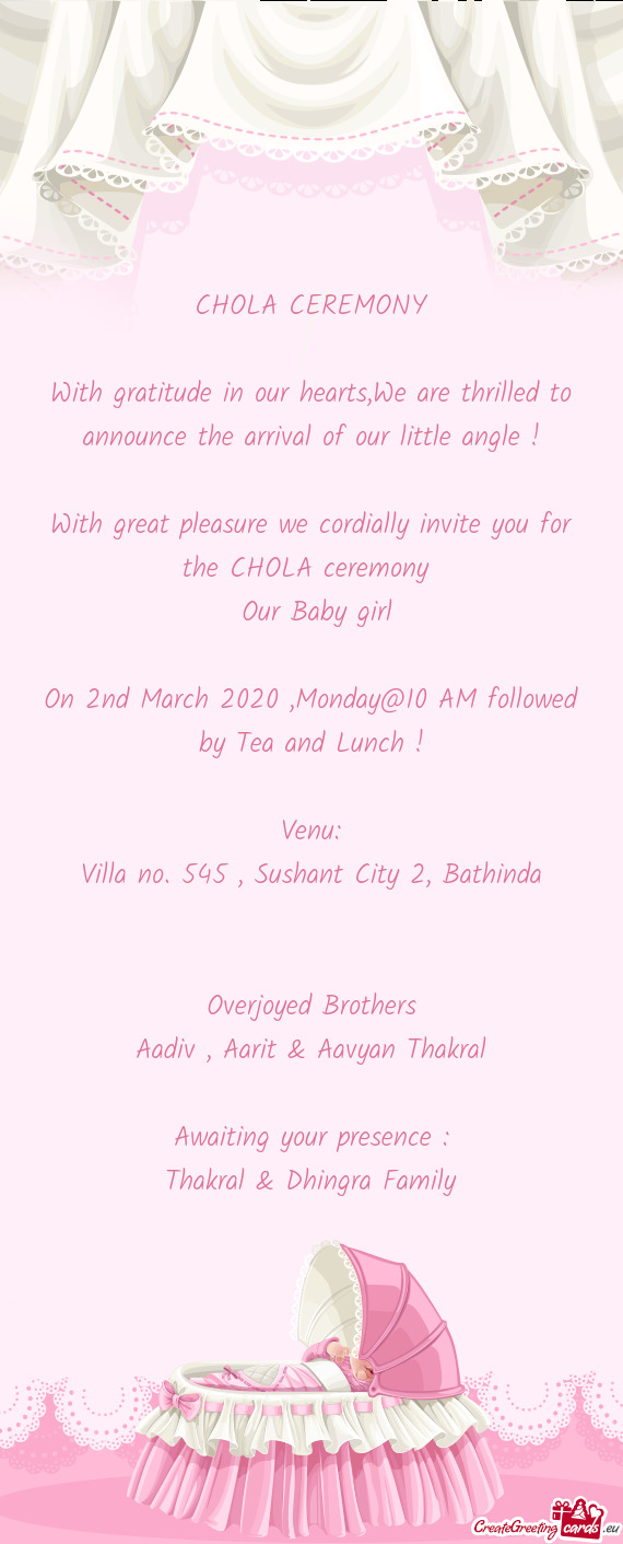 On 2nd March 2020 ,Monday@10 AM followed by Tea and Lunch