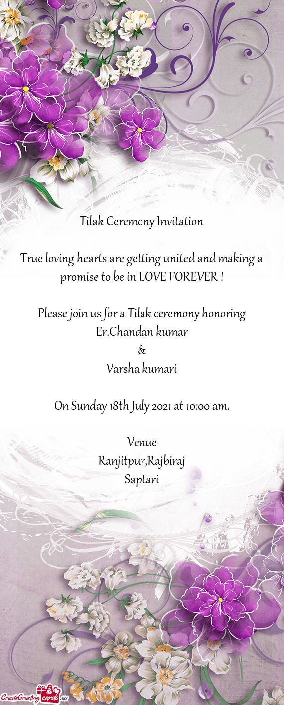 On Sunday 18th July 2021 at 10:00 am