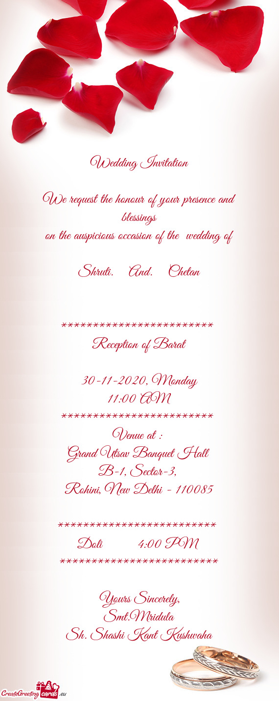 On the auspicious occasion of the wedding of