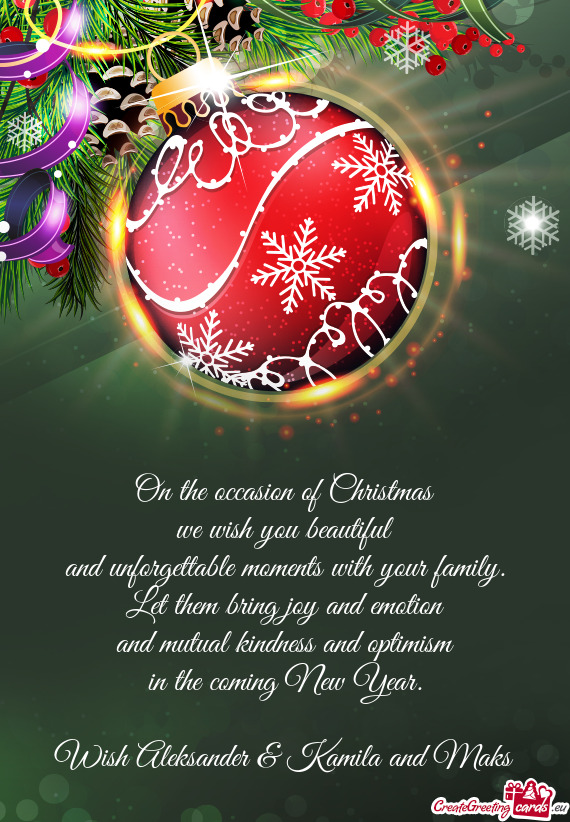 On the occasion of Christmas