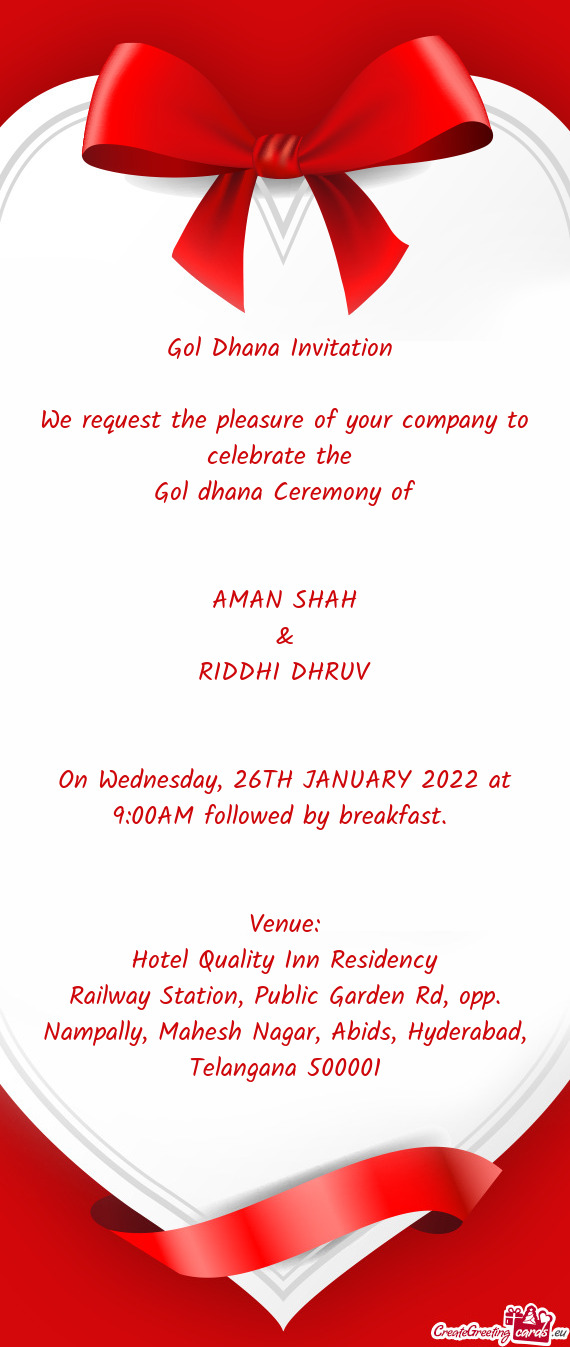 On Wednesday, 26TH JANUARY 2022 at 9:00AM followed by breakfast