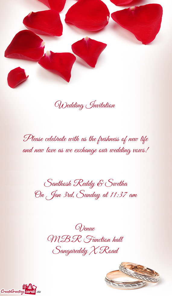 Please celebrate with us the freshness of new life and new love as we exchange our wedding vows