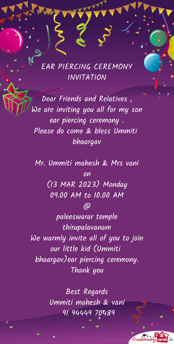 Please do come & bless Ummiti bhaargav