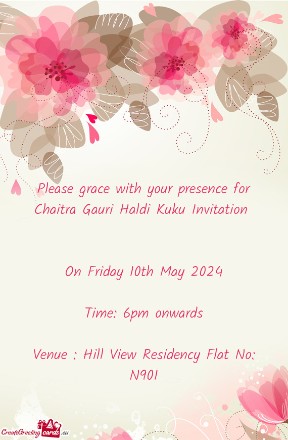 Please grace with your presence for Chaitra Gauri Haldi Kuku Invitation