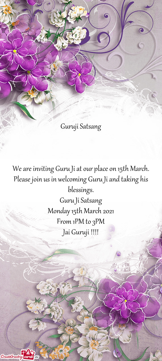 Please join us in welcoming Guru Ji and taking his blessings