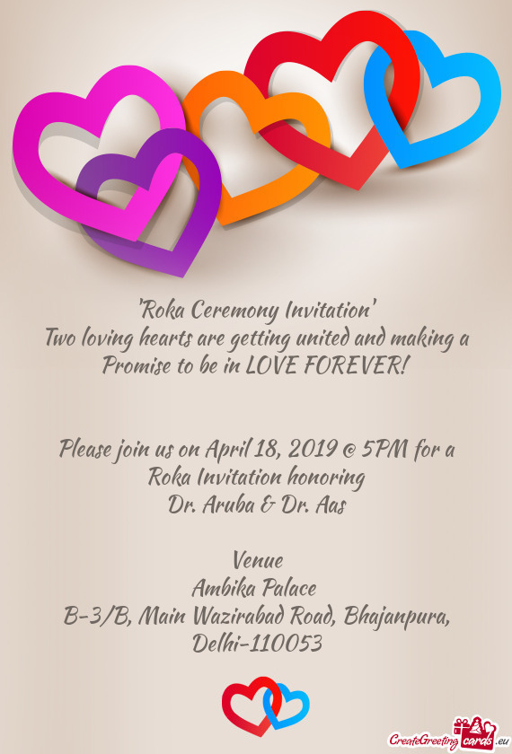 Please join us on April 18, 2019 @ 5PM for a