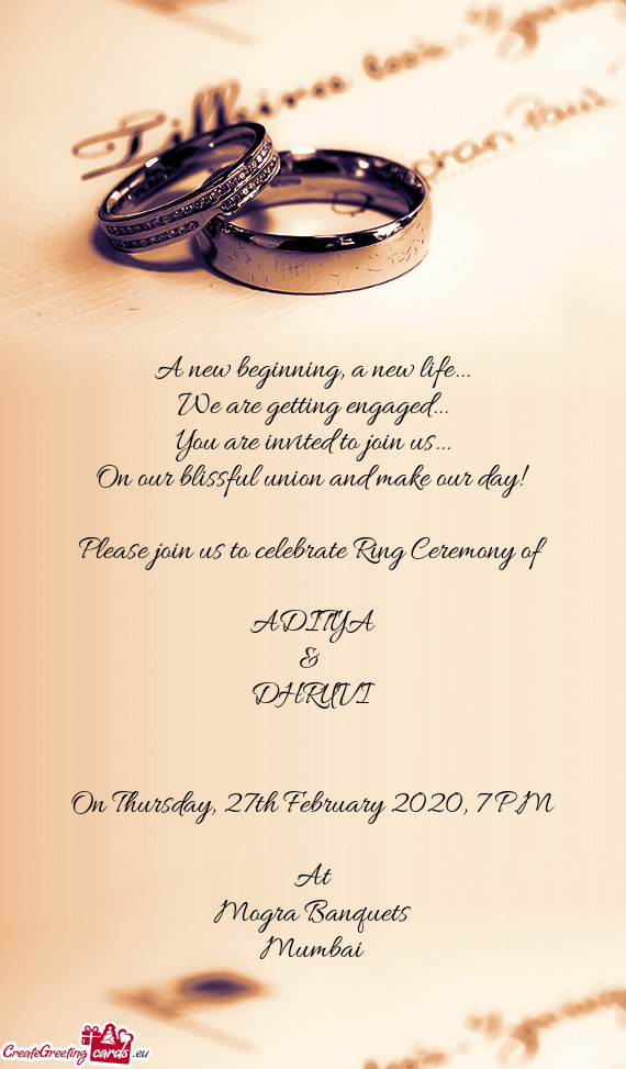 Please join us to celebrate Ring Ceremony of