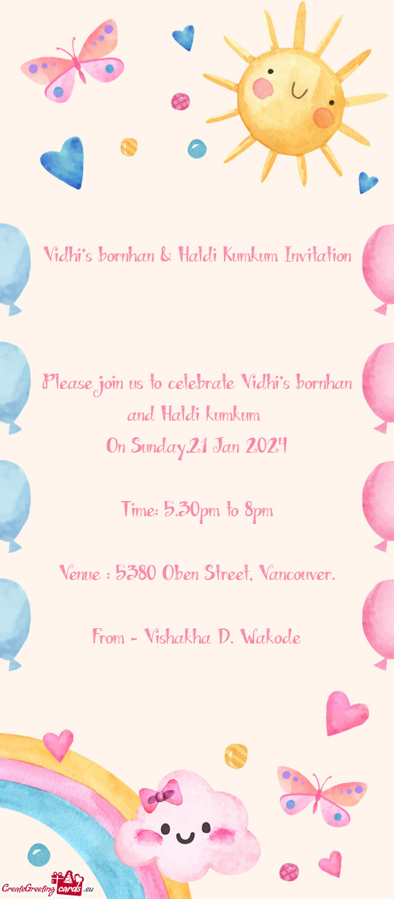 Please join us to celebrate Vidhi