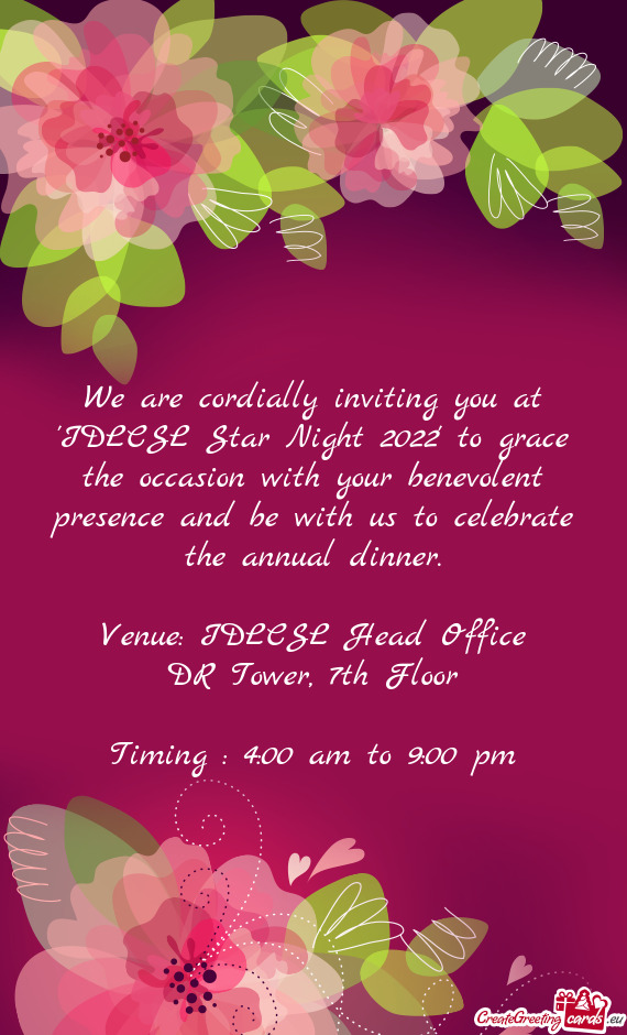 Presence and be with us to celebrate the annual dinner