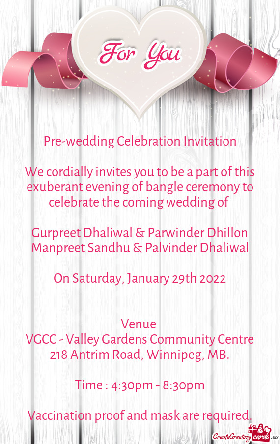 Pre-wedding Celebration Invitation