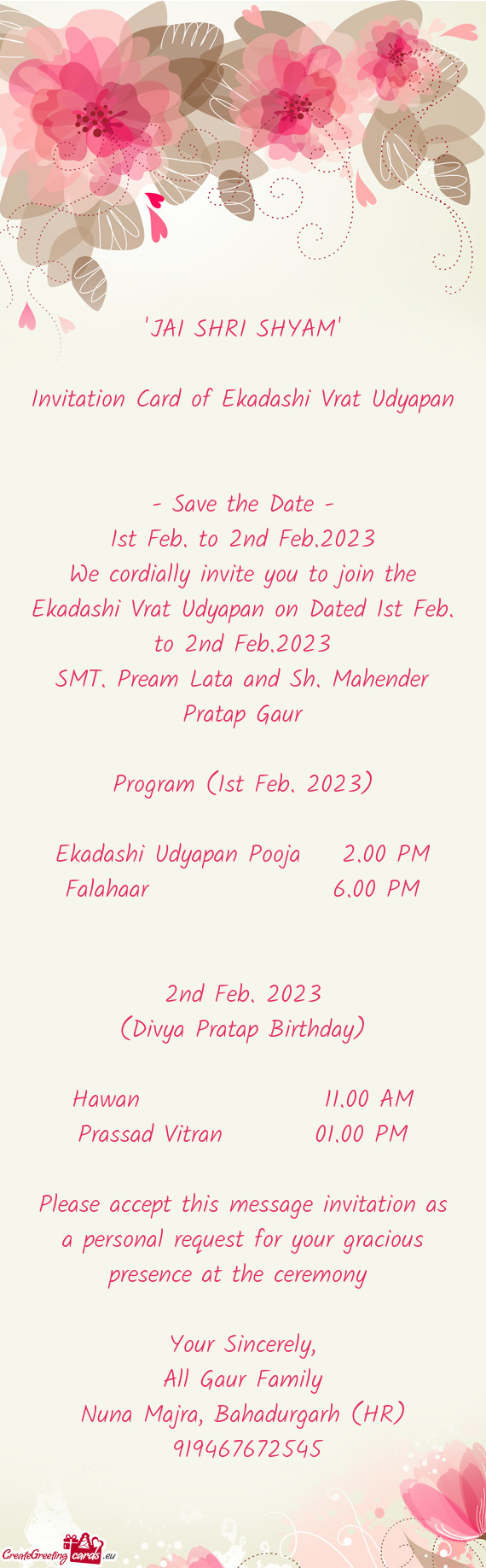 Program (1st Feb. 2023)
