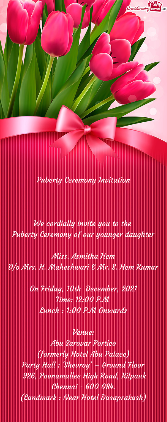 Puberty Ceremony of our younger daughter