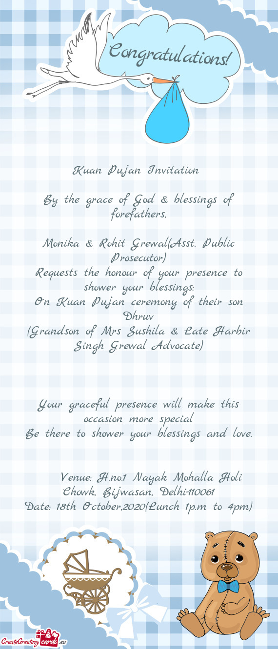 Public Prosecutor)
 Requests the honour of your presence to shower your blessings