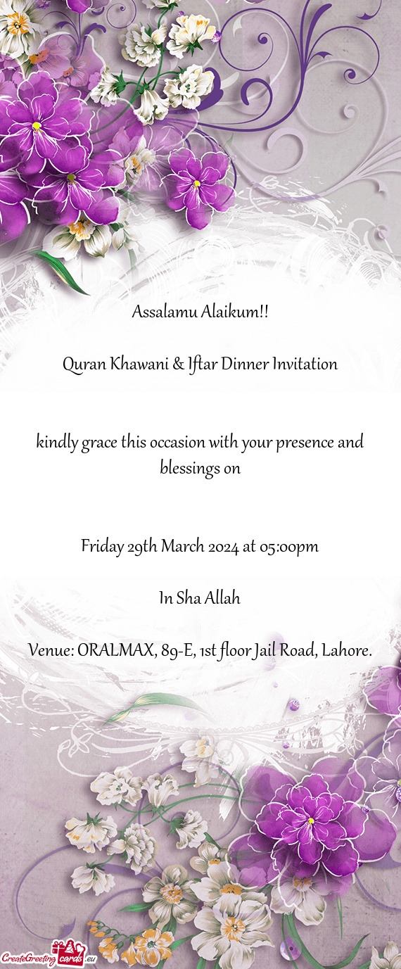 Quran Khawani & Iftar Dinner Invitation