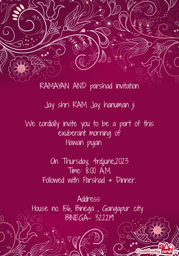 RAMAYAN AND parshad invitation