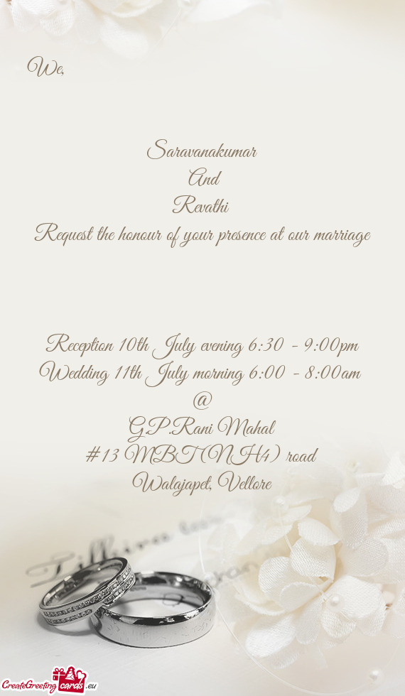 Request the honour of your presence at our marriage