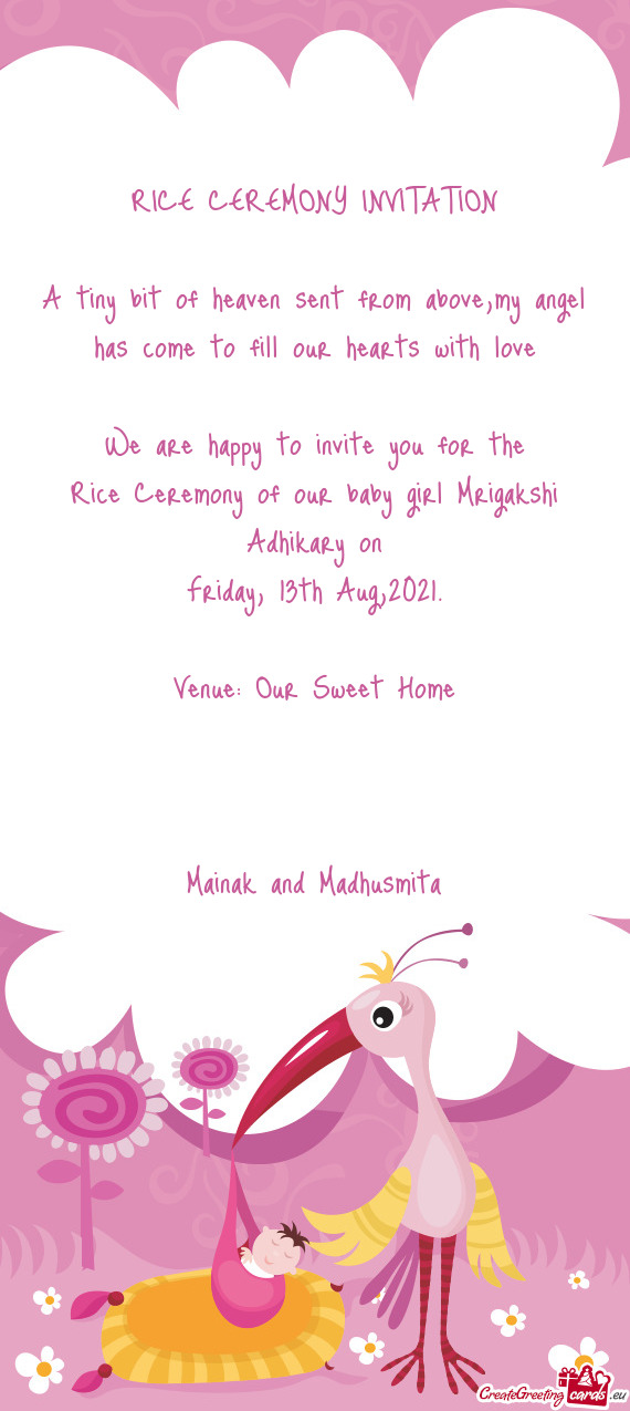 RICE CEREMONY INVITATION Free Cards