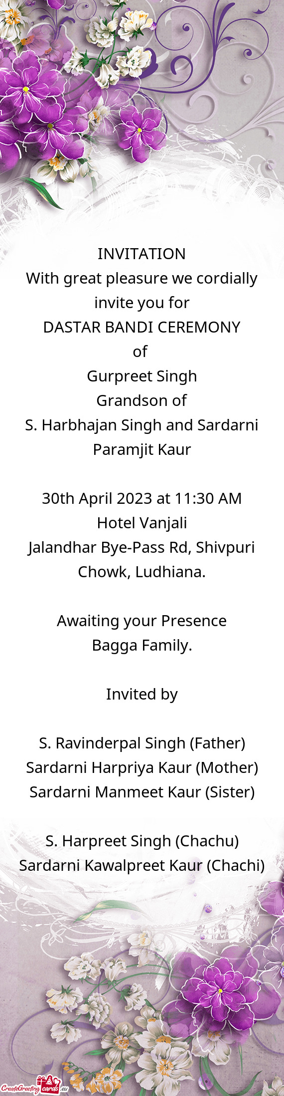 S. Harbhajan Singh and Sardarni Paramjit Kaur