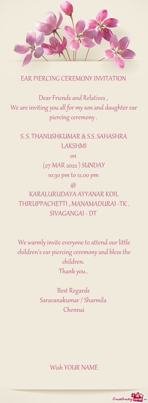 S. S. THANUSHKUMAR & S.S. SAHASHRA LAKSHMI