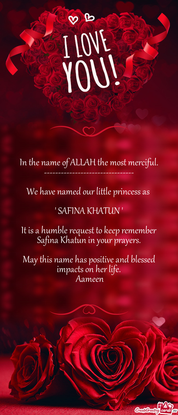Safina Khatun in your prayers