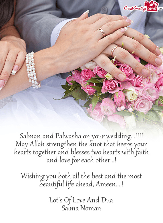 Salman and Palwasha on your wedding