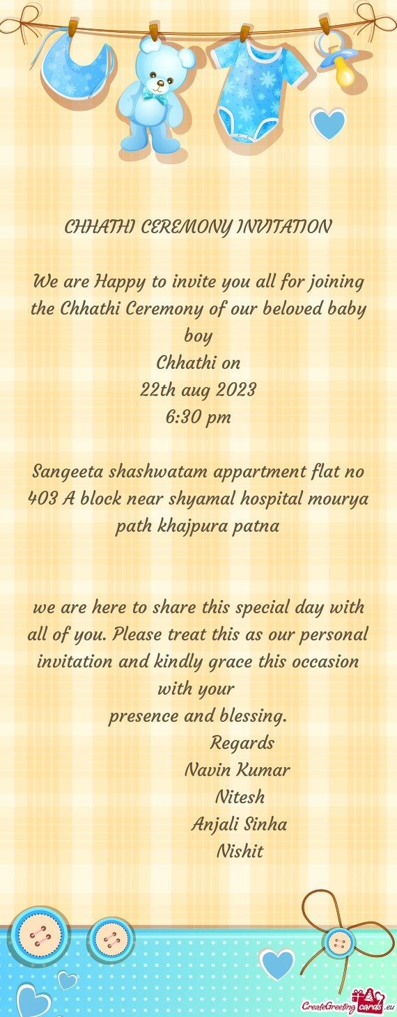 Sangeeta shashwatam appartment flat no 403 A block near shyamal hospital mourya path khajpura patna