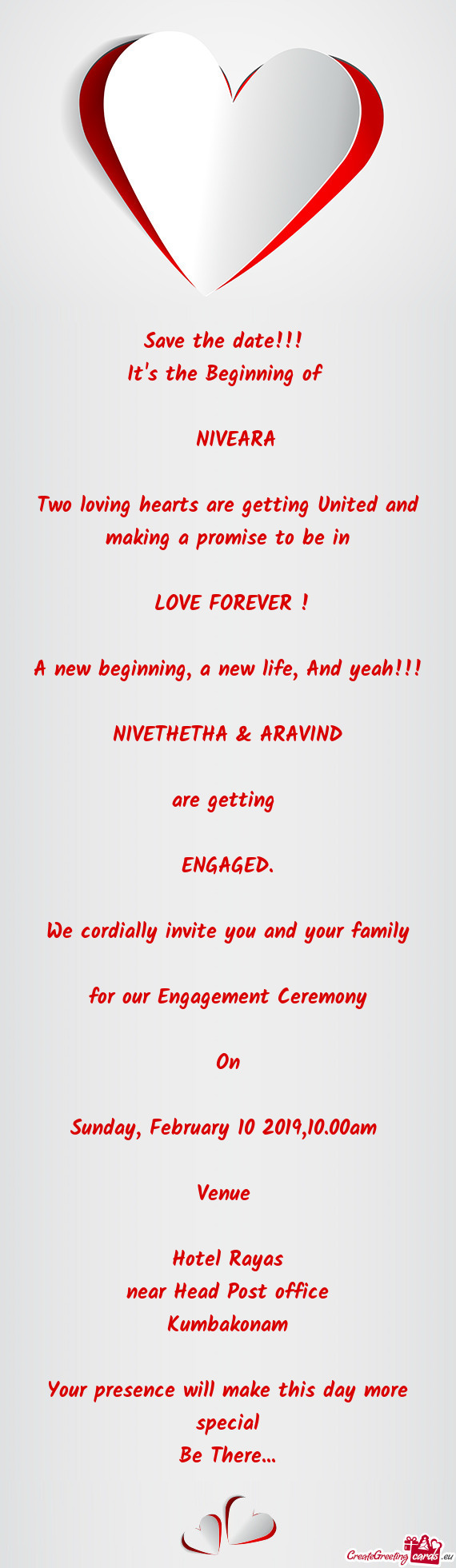 Save the date!!!   It s the Beginning of       NIVEARA
