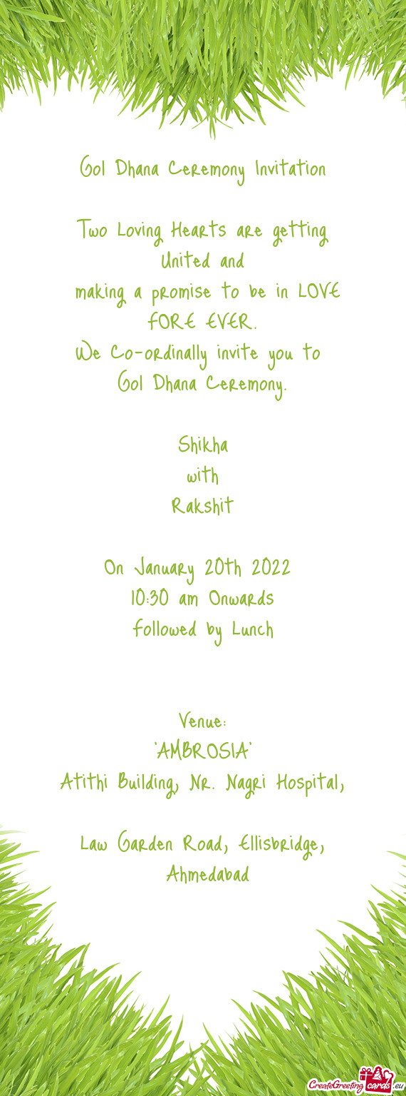 Shikha
 with
 Rakshit
 
 On January 20th 2022 
 10