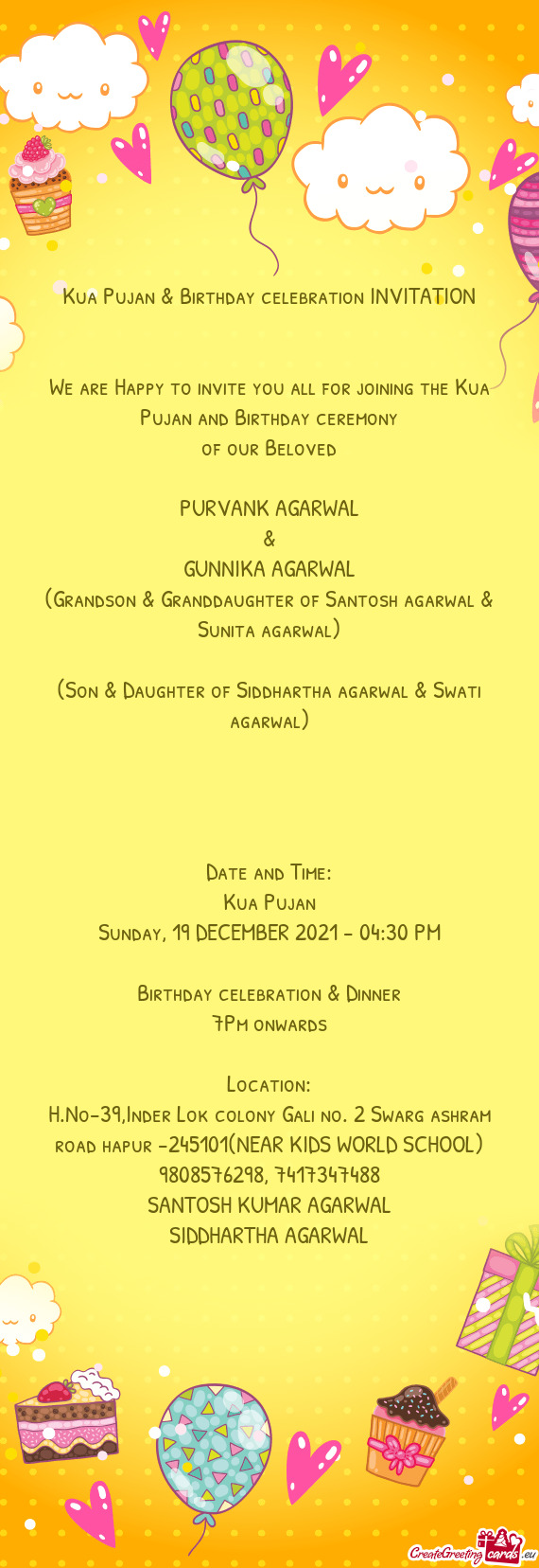 (Son & Daughter of Siddhartha agarwal & Swati agarwal)