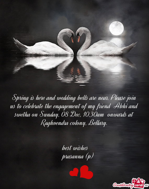 Spring is here and wedding bells are near. Please join us to celebrate the engagement of my friend