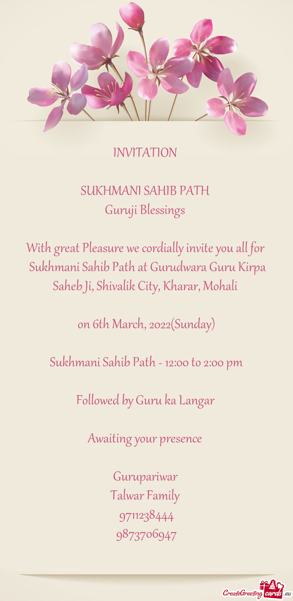 Sukhmani Sahib Path at Gurudwara Guru Kirpa Saheb Ji, Shivalik City, Kharar, Mohali