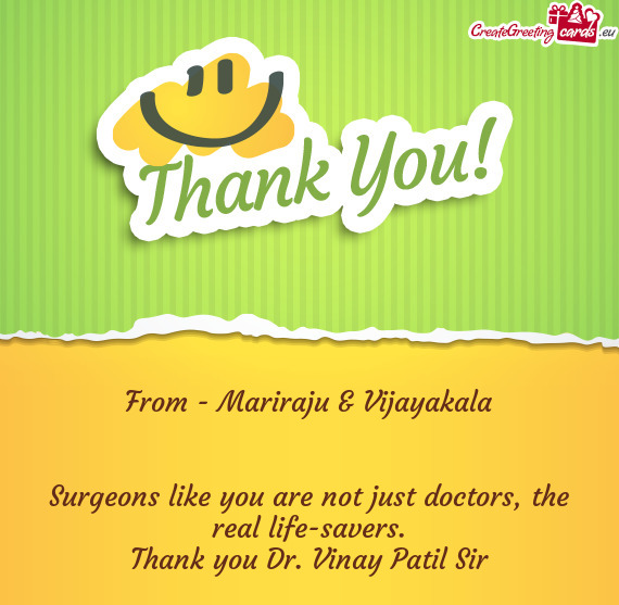 Thank you Dr. Vinay Patil Sir