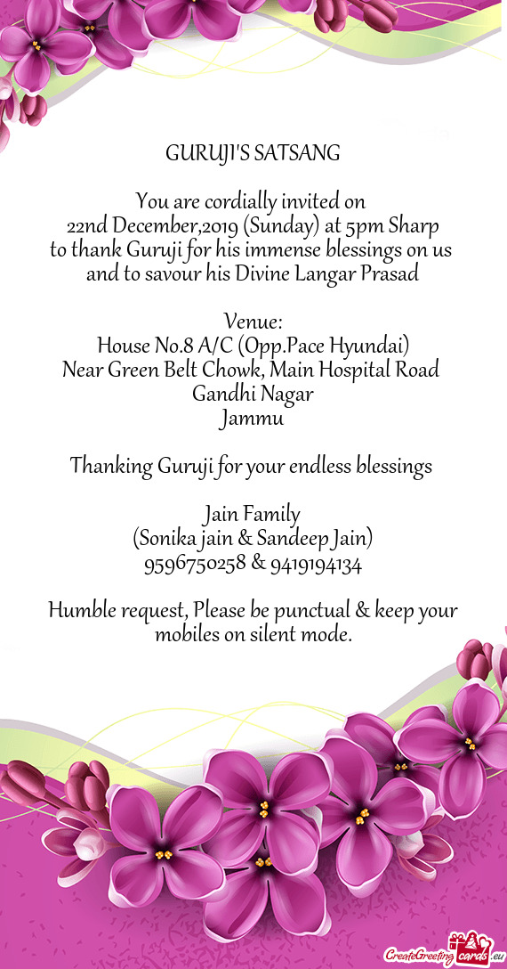 Thanking Guruji for your endless blessings