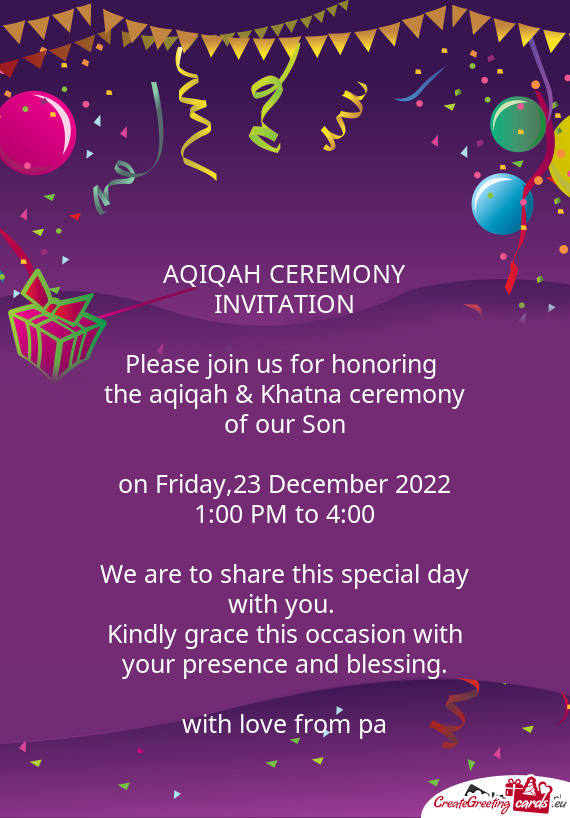 The aqiqah & Khatna ceremony of our Son