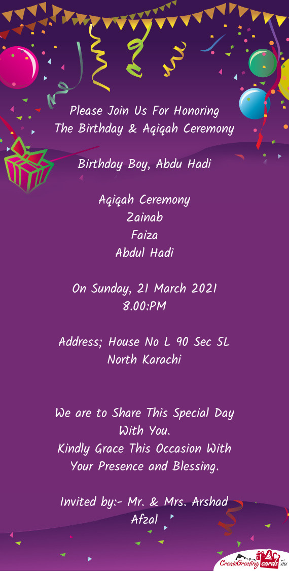 The Birthday & Aqiqah Ceremony