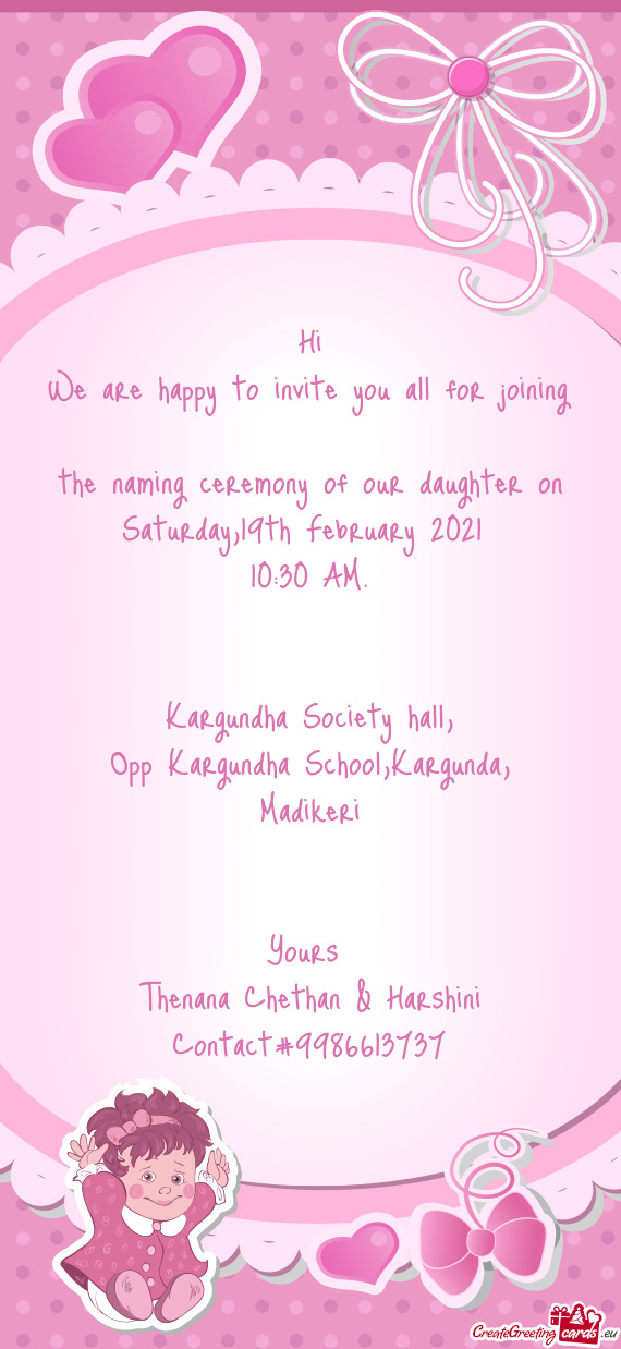 The naming ceremony of our daughter on