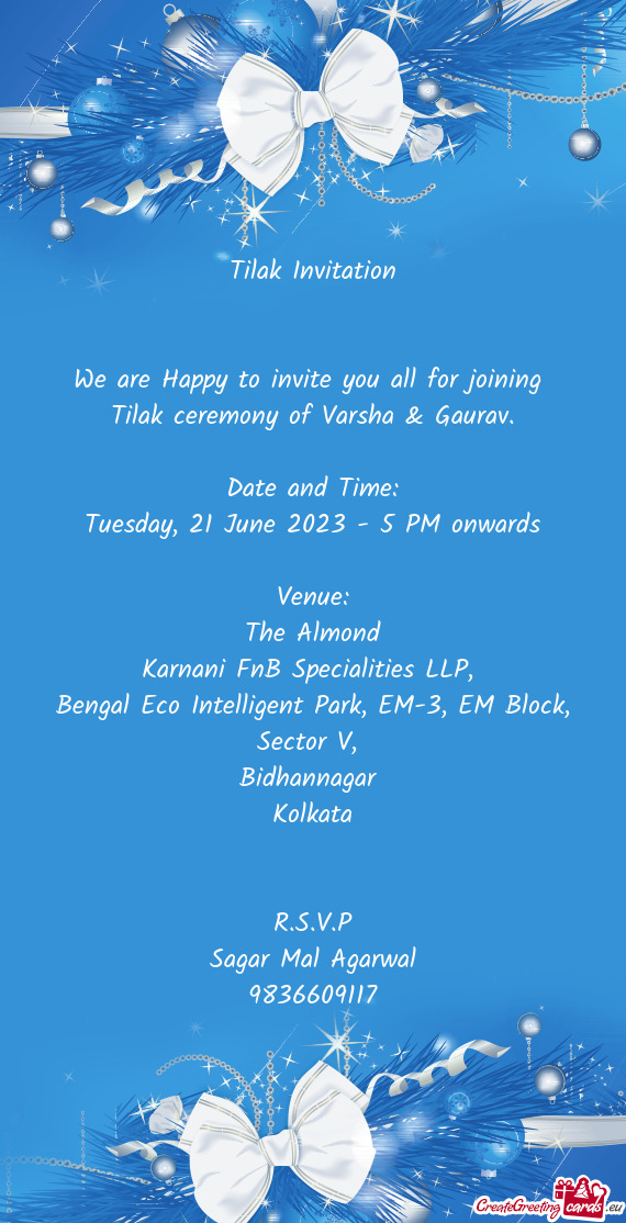 Tilak ceremony of Varsha & Gaurav