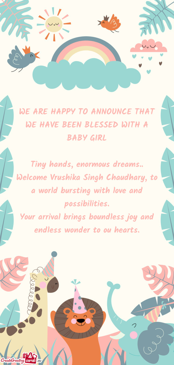 Tiny hands, enormous dreams.. Welcome Vrushika Singh Chaudhary, to a world bursting with love and po