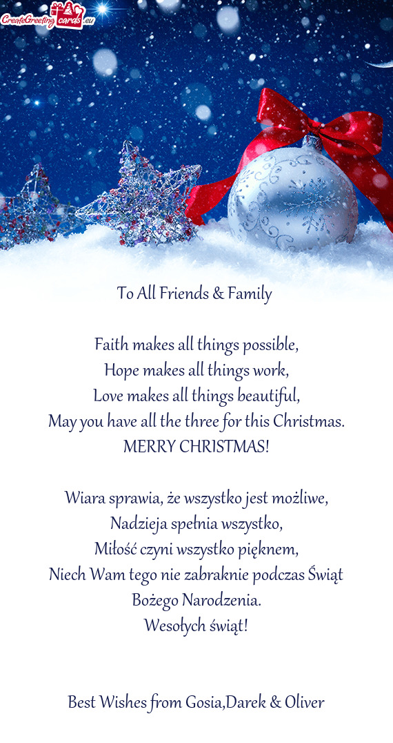 To All Friends & Family