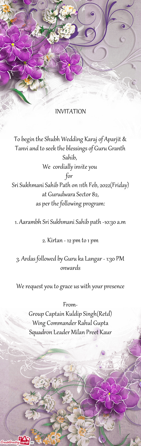 To begin the Shubh Wedding Karaj of Aparjit & Tanvi and to seek the blessings of Guru Granth Sahib