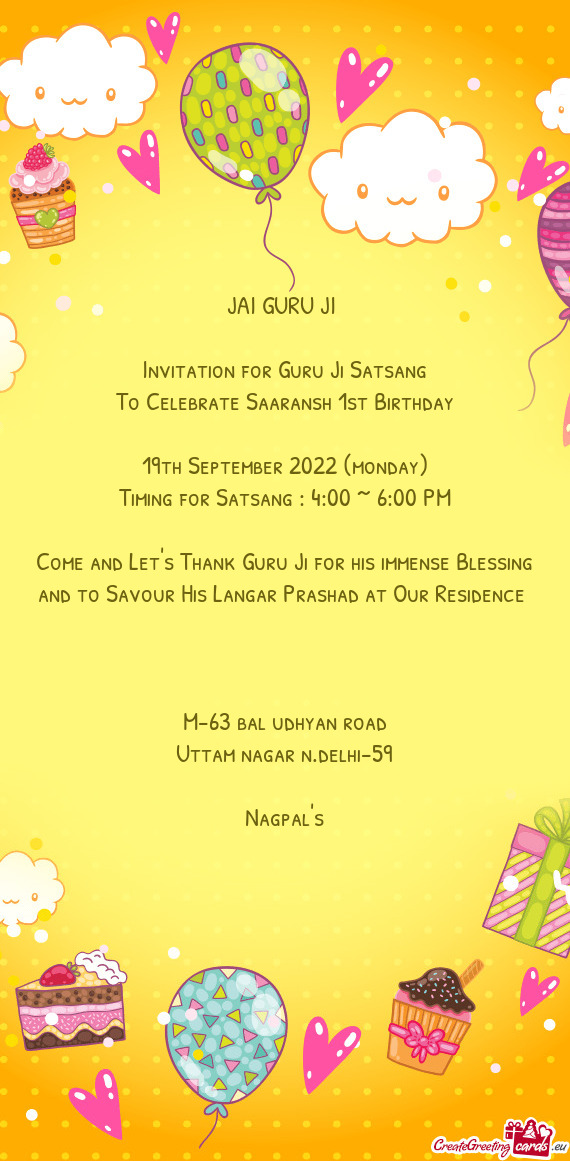 To Celebrate Saaransh 1st Birthday