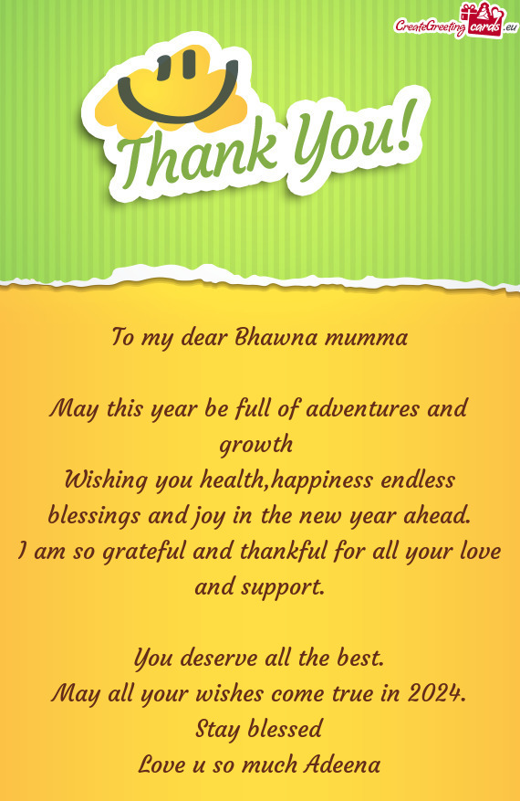 To my dear Bhawna mumma