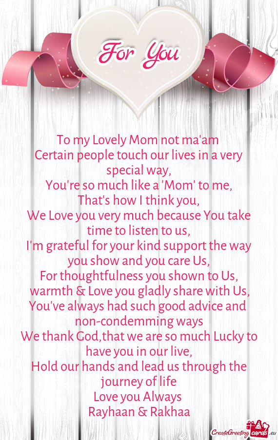 To my Lovely Mom not ma