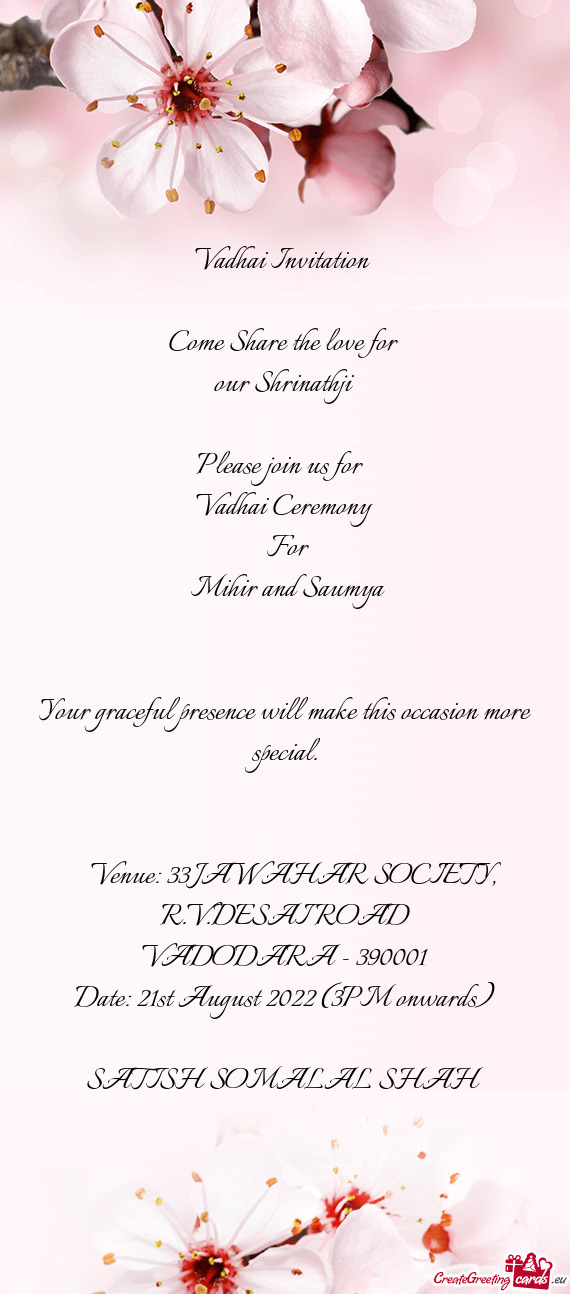 Vadhai Invitation