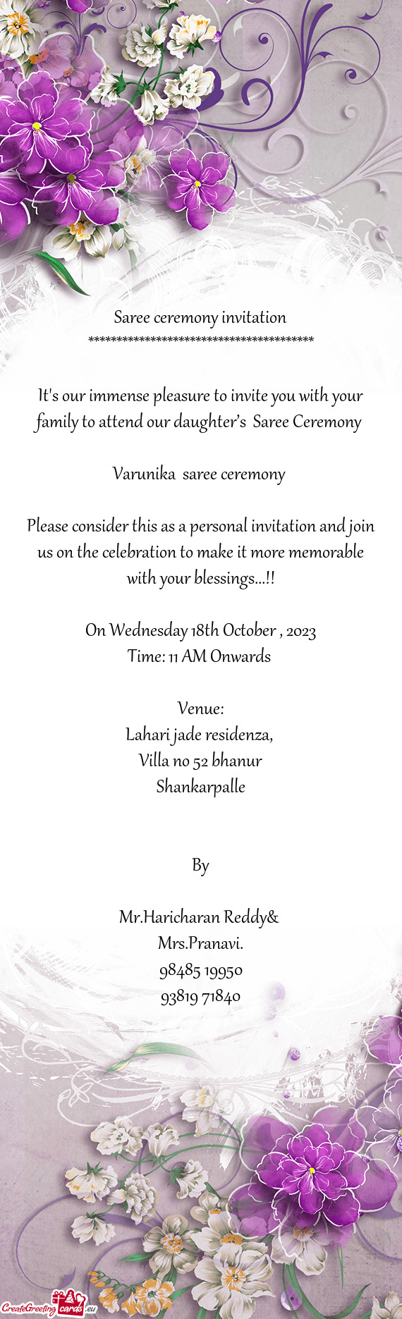 Varunika saree ceremony